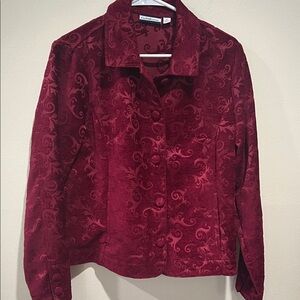 Croft & Barrow Rich Burgundy Patterned Jacket Size MEDIUM